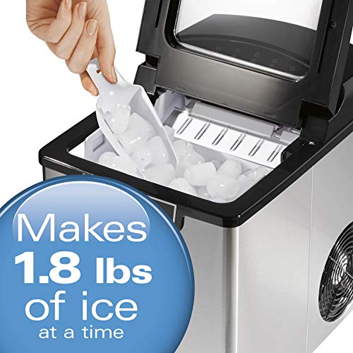 Hamilton Beach 86150 Countertop Ice Maker, Compact & Portable Design, Makes 28 Pounds Per Day