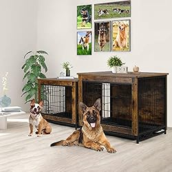 TLSUNNY Dog Crate Furniture, Wooden Side End