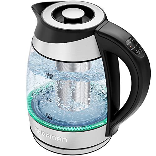 Chefman Electric Kettle with Temperature Control, 5 Presets LED Indicator Lights, Removable Tea