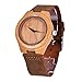 ZHHA Women's Natural Bamboo Wood Watch Genuine Calf Leather Strap Quartz Watches 1448