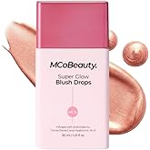 MCoBeauty - Super Glow Blush Drops - Highlighter Makeup - Shimmer Formula with Hyaluronic Acid, White Tea Extract, Cocoa Extract and More - Peachy Pink Shade Blush for Cheeks