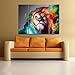 RAIN QUEEN Modern Abstract Art Colorful Lion Oil Paintings on Canvas Wall Art for Home Decoration Huge Size No Frame 3pcs