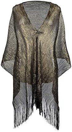 Iristide Wedding Shawl Wrap Glitter Metallic Prom Party Scarf Evening Dress Fringed Women 1920s