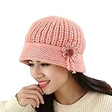 EnjoCho Clearance Sale!Women Winter Warm Floral Cap Beret Braided Baggy Knit Crochet Beanie Hat Ski Cap