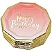 50 Count Pink and Gold Birthday Party Plates Disposable Dinner 9 inch Happy Birthday Gold Foil on Pink Ombre Party Supplies for Baby Shower Babys 1st Birthday Unicorn Party and More