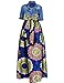 Huiyuzhi Womens African Print Dashiki Dress Long Maxi A Line Skirt Ball Gown (2XL, Blue)