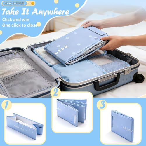 Foldable Kids Bathtub with Non-Slip Base, حوض استحمام للرضع,Portable Baby Bathtub, Portable,Travel & Shower Ready, Easy to Clean, Sturdy & Thick, Space-Saving, for Kids & Small Bathroom(Blue)