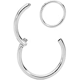 365 Sleepers 316L Surgical Steel Hypoallergenic Nose Rings 20G 18G 16G 14G 12G 10G 8G 6G 4G 2G Septum Jewelry Hinged Segment Ring Body Piercing Hoop Lip Rings Helix Cartilage Rook Earrings