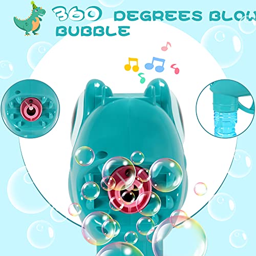 MADETEC Bubble Machine for Kids, Musical Bubble Gun Maker Toys with 2 Bottles Bubble Solution, Bubble Blower for Birthday, Outdoor & Indoor Activity, Age 3 4 5 6+ Years Old Toddlers (Green)