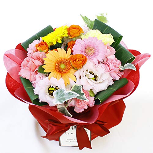 【フラワーファーム】生花 花束 そのまま飾れる 花瓶不要 ギフト 誕生日プレゼント お祝い 結婚記念日 退職祝い 卒業式 開店祝い 【スタンディングブーケ・Honey】 (ミックス)商品画像