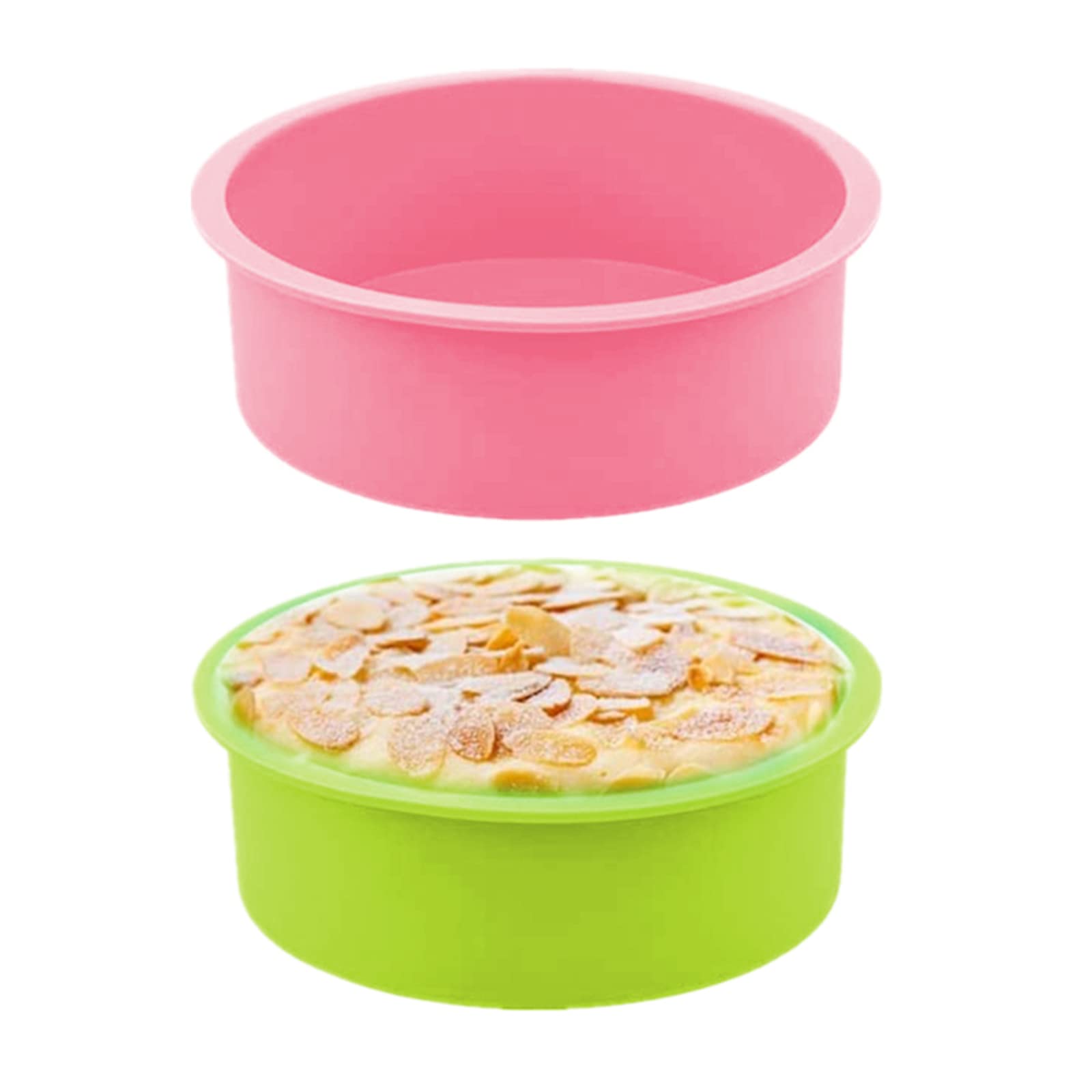 Surflyee 8 Inch Silicone Cake Tins for Baking, 2 Pack 20CM Non-Stick Moulds for Layer, Cheese, Rainbow and Chiffon Cakes