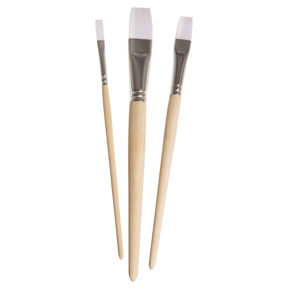 Rayher Set of Three Paint Brushes for Chalk Paints, Synthetic Paint Brush Set for Acrylic Paint, Flat Brushes in the Size 6, 12 and 20, 3-Piece Brush Set, 37319000