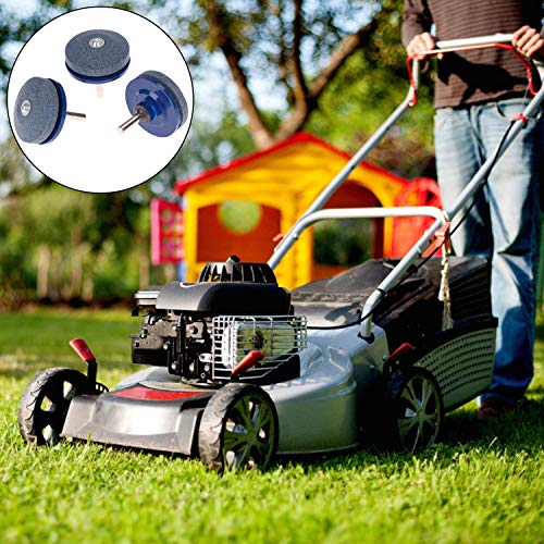 Omaky Lawnmower Blade Sharpener Grinder Wheel Stone Lawn Mower Blade Sharpener for Power Drill Hand Drill 2 Pack
