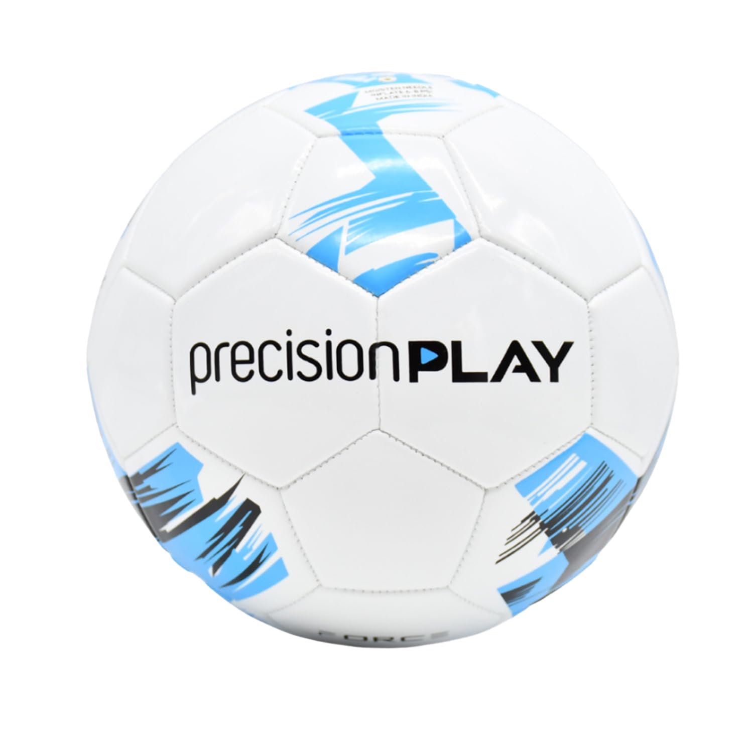 Precision Force Training Football, Vibrant Durable Soccer Ball, High Visibility Design, All-Weather, Ideal for Garden and Park, Size 3, White/Fluo Blue/Black