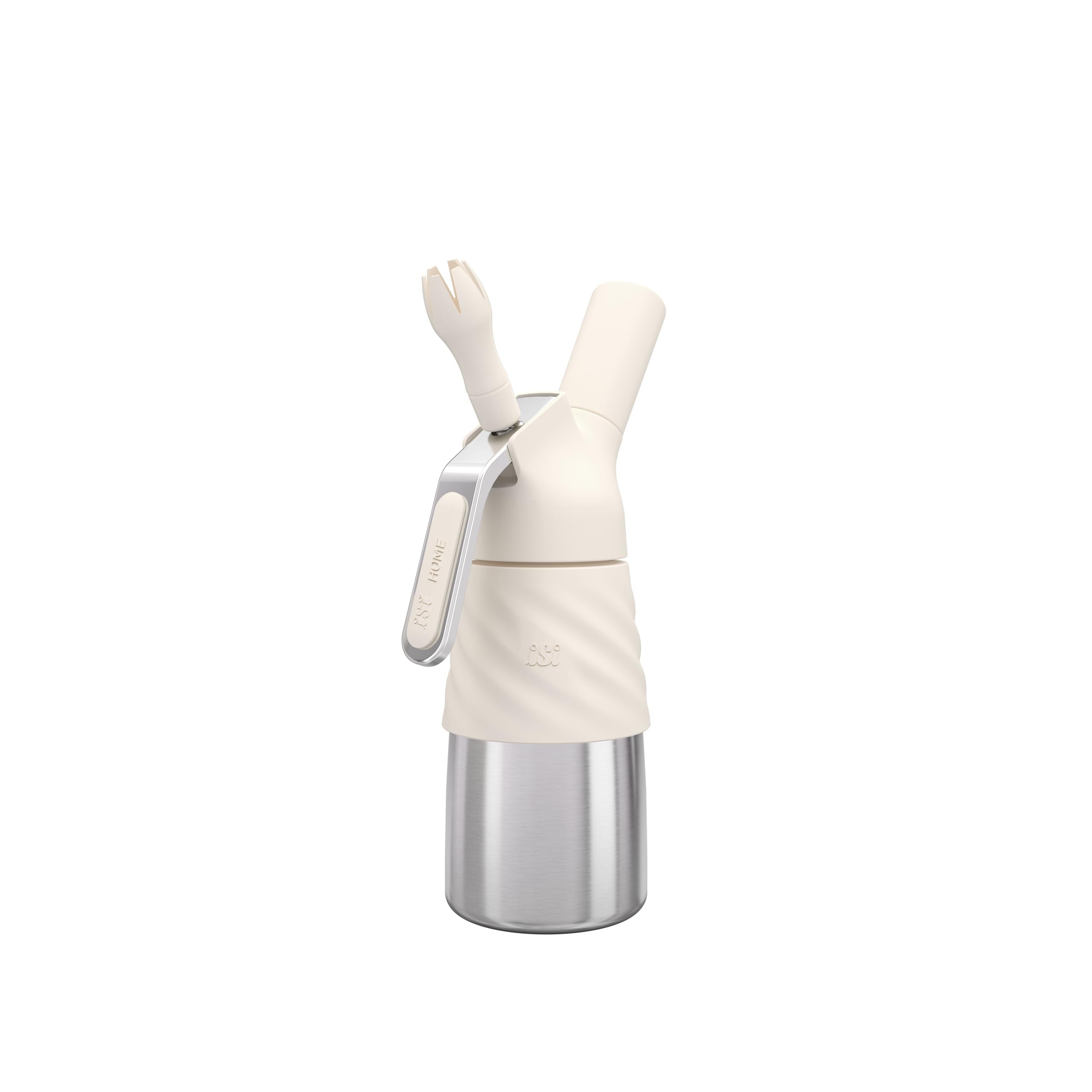 Photo 1 of iSi North America Creative Whip (1/2 Pt) - Whipped Cream Dispenser with Silicone Handle - Stainless Steel Kitchen Tool for Sweet/Vegan - Non-Dairy Recipes, Mousses, Dips, Cocktail Foams (Ivory)