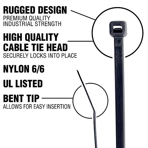 Cambridge ZipIts Nylon 6/6 UL Listed Cable Tie Kit 650 Pack Assortment