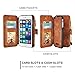 Cornmi iPhone 8 Plus Case, Leather Wallet Case 14 Card Slot Wristlet / Shoulder Strap Flip Stand Zipper Purse Detachable Magnetic Cover for iPhone 8 Plus 5.5 inch (Brown)