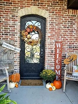 5 Feet Tall Coral Welcome Sign For Front Porch Made With Real Rustic Reclaimed Wood Fixer Upper Farmhouse Barn Wood Style Home Decor Home Kitchen Fcteutonia05 De