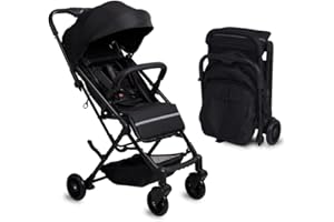 DrBash Compact Fold Baby Stroller, Lightweight Travel Toddler Stroller with One-Hand Fold, UPF50+ Extendable Canopy, Reclinin