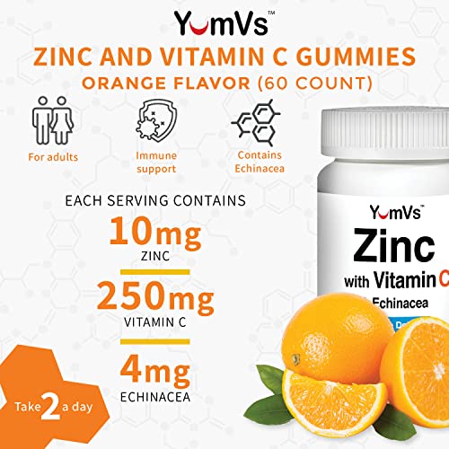 Zinc Vitamin C and Echinacea Gummies for Adults and Kids by YumVs Chewable Gummy Vegetarian