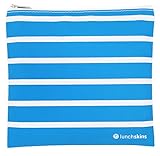 Lunchskins Reusable Zippered Sandwich Bag, Aqua Stripe
