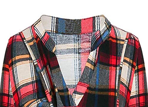 Rambling New Women's Long Sleeve Nursing Tops Notch Neck Plaid Breastfeeding Clothes - Thumbnail 4