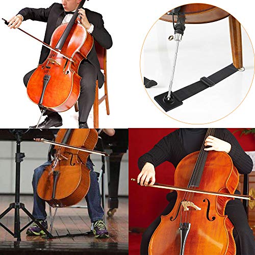Cello Endpin Anchor Non-Slip Stopper Holder Adjustable Fixing Strap with O-Ring Bow Rosin,Anti Slip Scratch Skid Thick Sponge Pad Stand Rest Stop Belt for Cellist Double Bass Practice Performance - Thumbnail 4