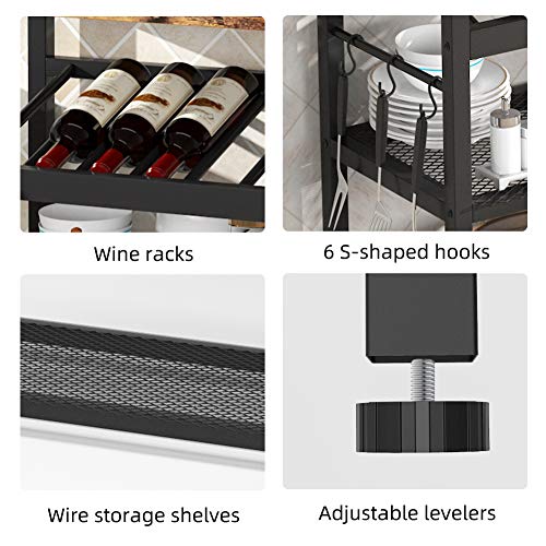 TIYASE 6Tier Kitchen Baker’s Rack with Storage and Wine Rack