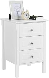 Yaheetech Bedside Table 3-Drawer Wood Nightstand 40x40x60cm White view 1