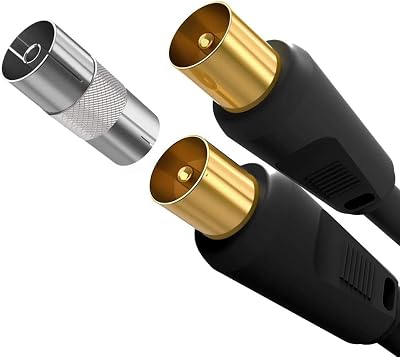 Ancable 1M TV Aerial Coaxial Cable Male to Male Gold Plated 75 Ohm RF Lead