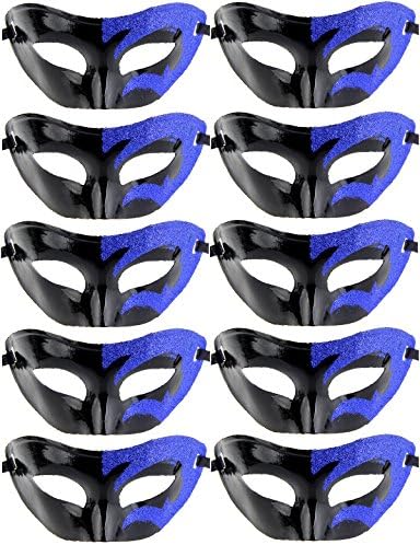 IETANG 10pcs Set Mardi Gras Half Masquerades Venetian Masks Costumes Party Accessory