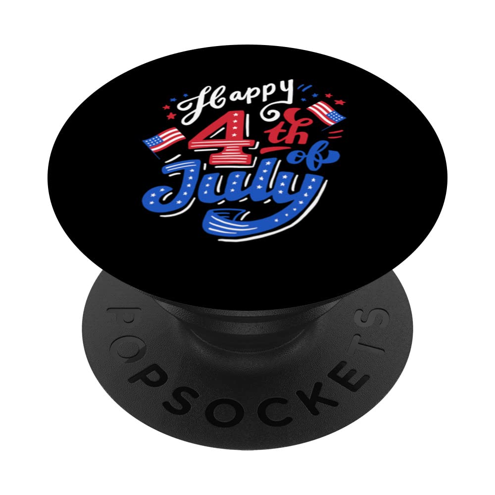 Happy 4th of July USA Flag Patriotic Mom Firework PopSockets Swappable PopGrip