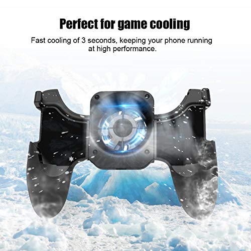 Mobile Gaming Controller, Game Phone Grip Heat Dissipation Joystick Smartphone Gamepad Handle with Cooling Fan, Support, Power Charger Finger Triggers for PUBG, Shooting Games.(Semi-Conductor)