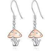 Palpitate Mushroom Earrings for Women 925 Sterling Silver Cute Mushroom Dangle Earrings Jewelry Gifts for Daughter Friends