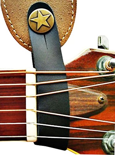 Black Genuine Leather Guitar Strap Hook Button For Acoustic / Folk / Guitar