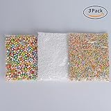 MELYTU Styrofoam Foam Balls 45000Pcs 3 Pack, 0.1-0.4 Inch Household School Craft Supplies For DIY Slime, Wedding /Party Decorations-White and Mixed Colors