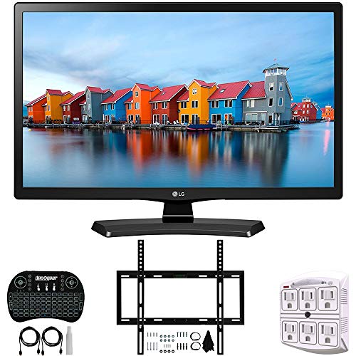 LG 24LH4830-PU – 24-Inch Smart LED TV (2017) + Deco Mount Slim Flat Wall Mount Ultimate Bundle + 2.4GHz Wireless Backlit Keyboard w/Touchpad Mouse + SurgePro 6-Outlet Surge Adapter w/Night Light