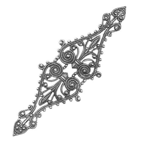 Silver Plated Etruscan Swirl Filigree Stamping 68x22mm (1)