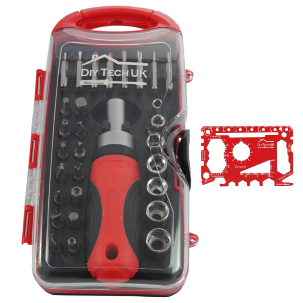 DIY TECH UK - 30 in 1 Magnetic Ratchet Screwdriver Set + FREE 48 in 1 Wallet Tool - EXTRA STRONG High Carbon Stainless Steel, Screwdriver & Precision Bits, Socket Wrench, Bit Holder, Handle, With Case