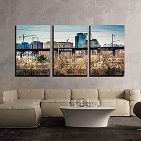 3 Piece Canvas Wall Art - View of West Philadelphia, Pennsylvania. - Modern Home Art Stretched and Framed Ready to Hang - 16"x24"x3 Panels