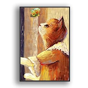 Framed Canvas Wall Art for Living Room, Bedroom Funny Cats Abstract Oil Painting Features Canvas Prints for Home Decoration Ready to Hanging - 16x24 inches