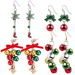 ZOYLINK 4 paar dames kerstoorbellen kerstbal oorbellen creatieve kerstoorbellen kerstdecoratie kerstdecoratie inclusief kerstkousen kerstklokken en sneeuwvlokkendecoraties