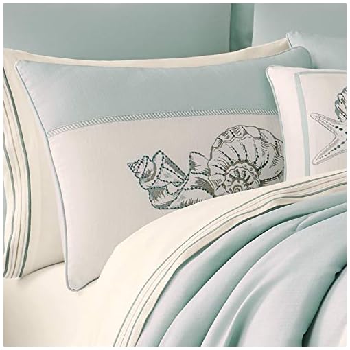 Royal Court Water's Edge Coastal Nautical 4 Piece Comforter Set, Aqua, Cal King 96x98