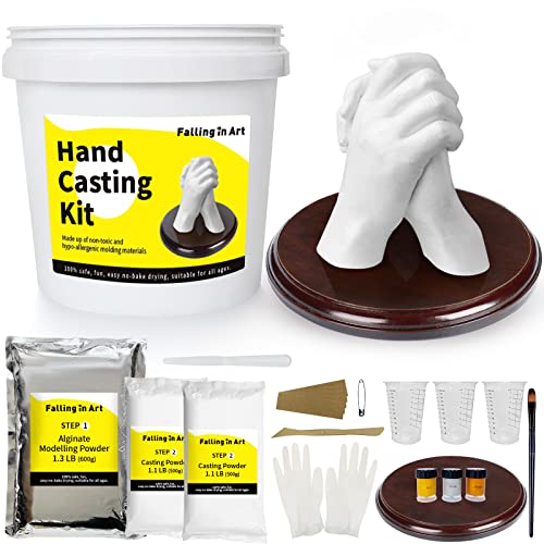 Falling in Art Hand Casting Kit Couples Keepsake Plaster Hand Mold