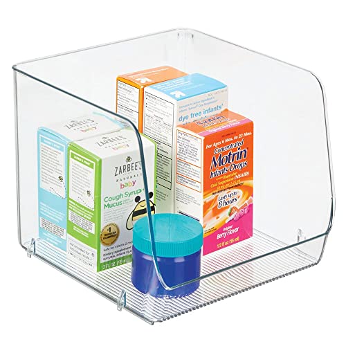 mDesign Large Stackable Plastic Bathroom Storage Organizer Bin Basket