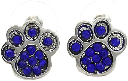 Dog Puppy Paws Animal Charm Stud Post Earrings Jewelry for Women Girls Teens (Blue)