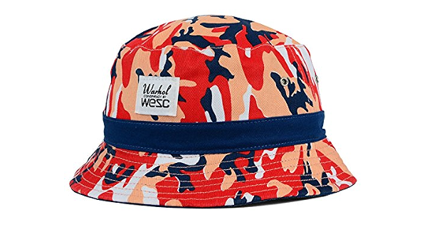 WESC Men's Red Camo Flex Fit Bucket Hat 