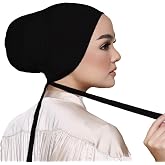 Hophor Women Under Scarf Hat Hijab Undercap Islamic Muslim Under Scarf Hijab Cap with Tie-Back Closure