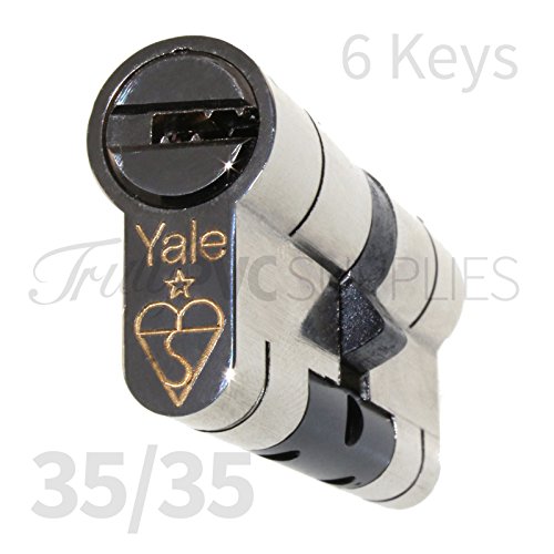 35/35 Nickel YALE Superior Euro Cylinder with 6 Keys Anti Snap / Bump / Pick / Drill / Pull High Security uPVC Composite Door Barrel Profile Lock by Yale
