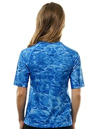 Aqua Design playera contra irritación de la piel, mangas cortas, calce holgado, protección solar, para hacer surf, para dama